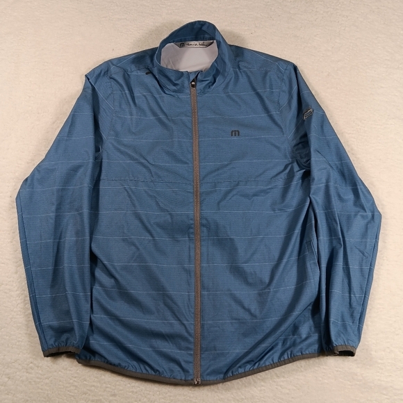 Travis Mathew Jacket Mens Large Blue Performance Windbreaker Striped Golf - Picture 1 of 13